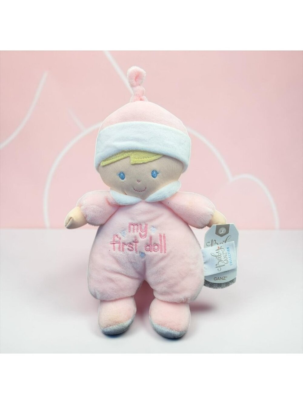 Baby Ganz My First Doll Plush Rattle Pink Soft Toy For Birth & Up